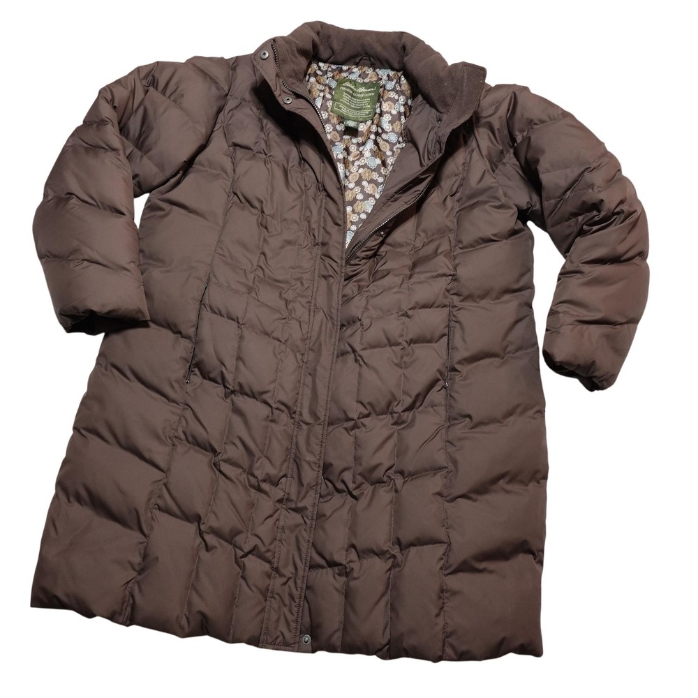 Eddie Bauer Coat Womens 2XL Brown Premium Goose Down Puffer Parka Zip Pockets